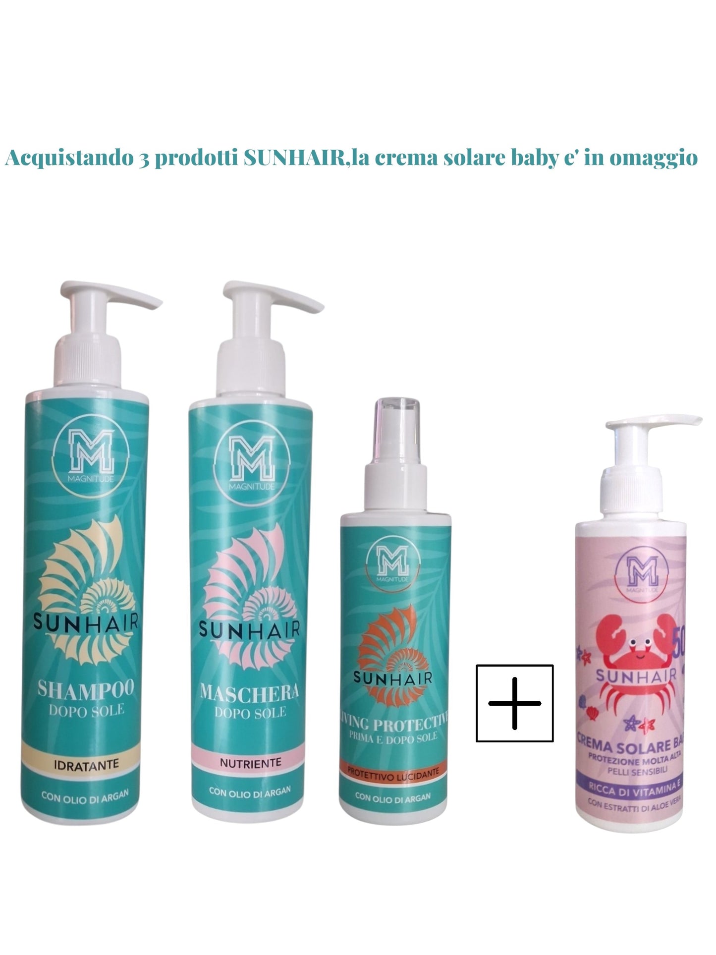 MAGNITUDE SUNHAIR Linea solare capelli completa + crema solare baby in omaggio